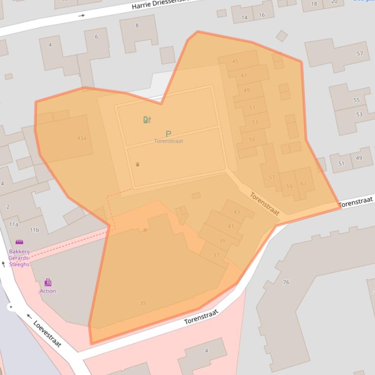 Kaart van postcodegebied 5961TG.