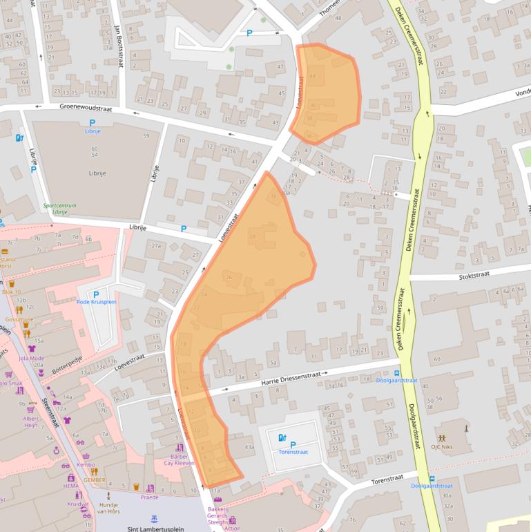 Kaart van postcodegebied 5961TX.