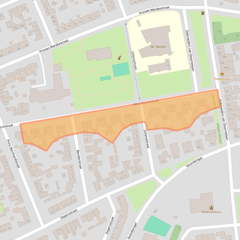 Kaart van postcodegebied 5961XL.