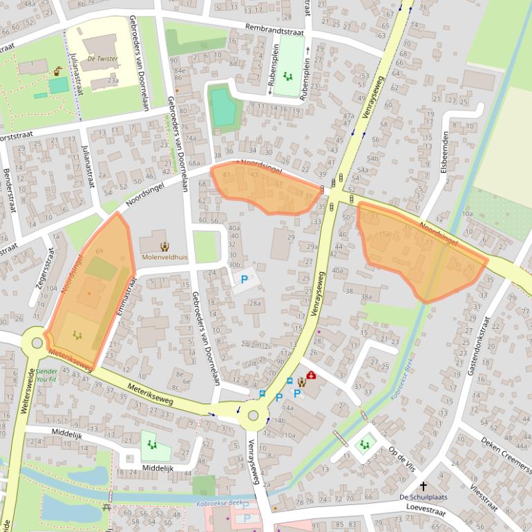 Kaart van postcodegebied 5961XW.