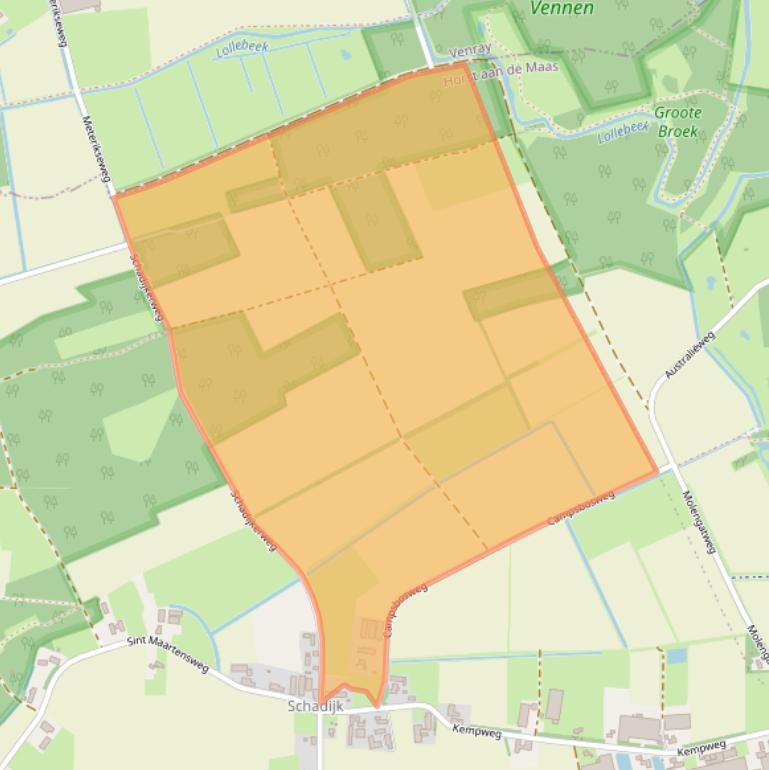 Kaart van postcodegebied 5964NG.