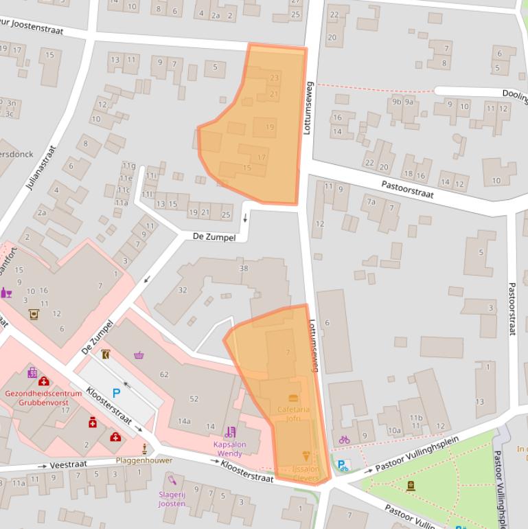 Kaart van postcodegebied 5971BT.