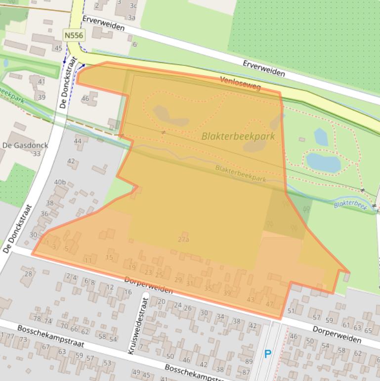 Kaart van postcodegebied 5975BA.