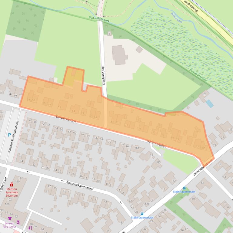 Kaart van postcodegebied 5975BB.