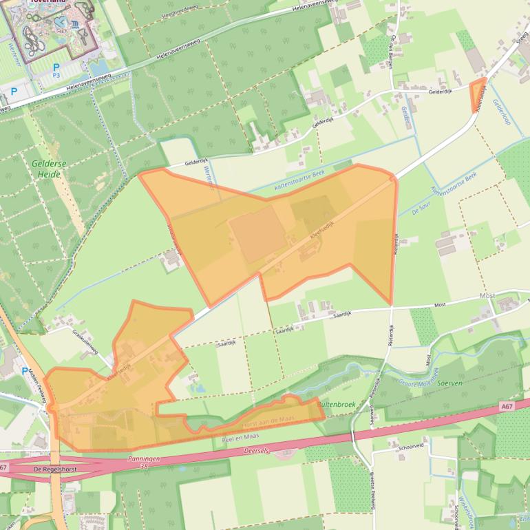 Kaart van postcodegebied 5975NV.