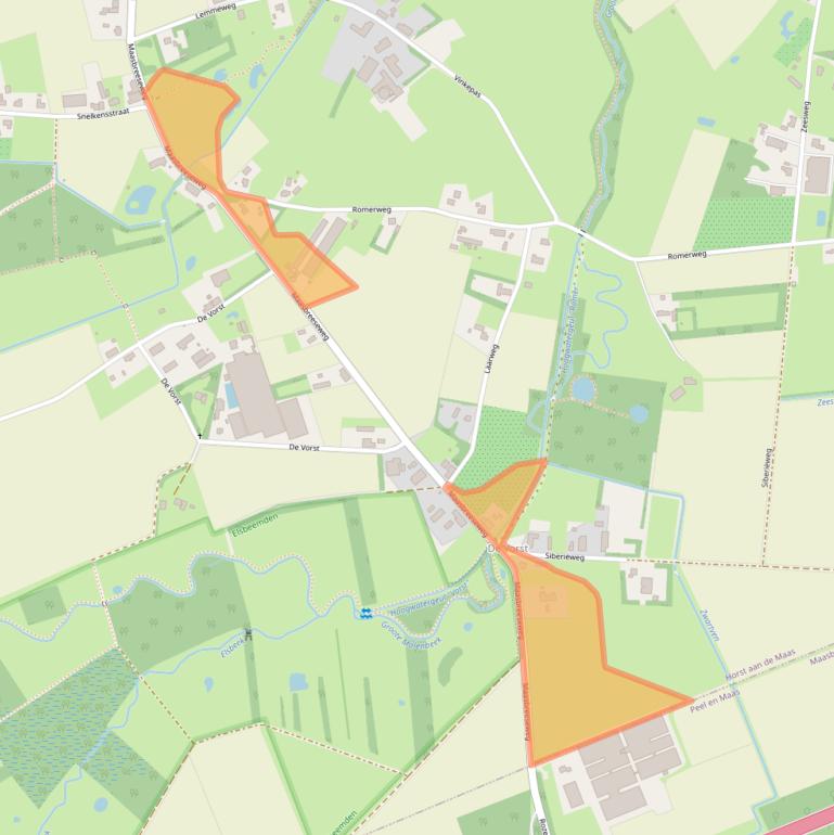 Kaart van postcodegebied 5975PE.