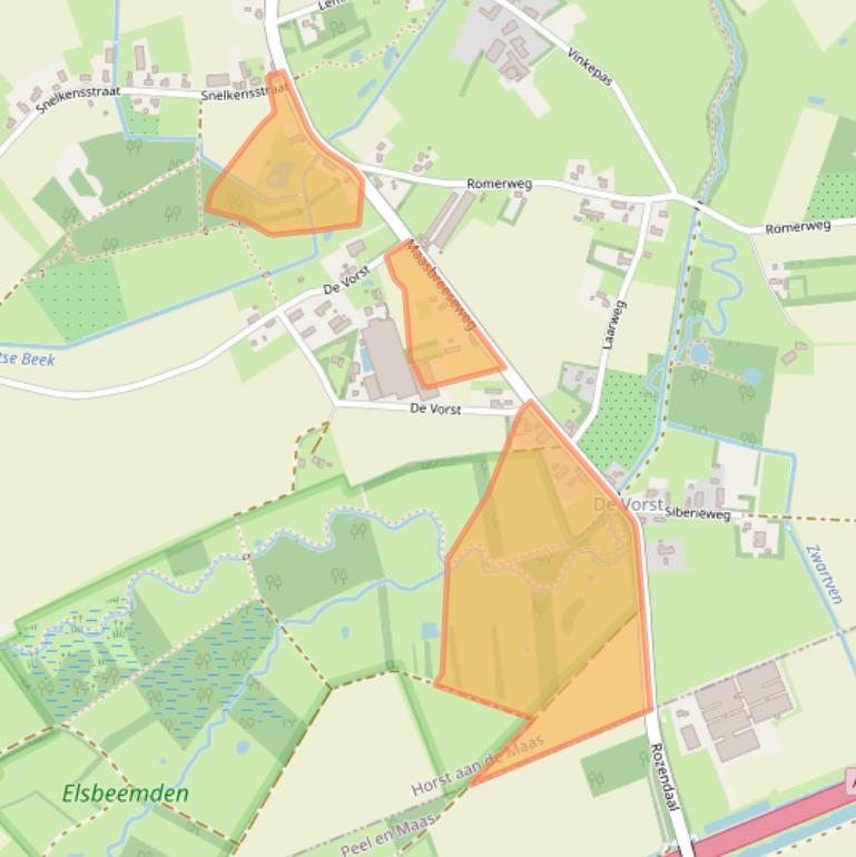 Kaart van postcodegebied 5975PG.