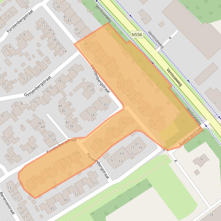 Kaart van postcodegebied 5975SK.