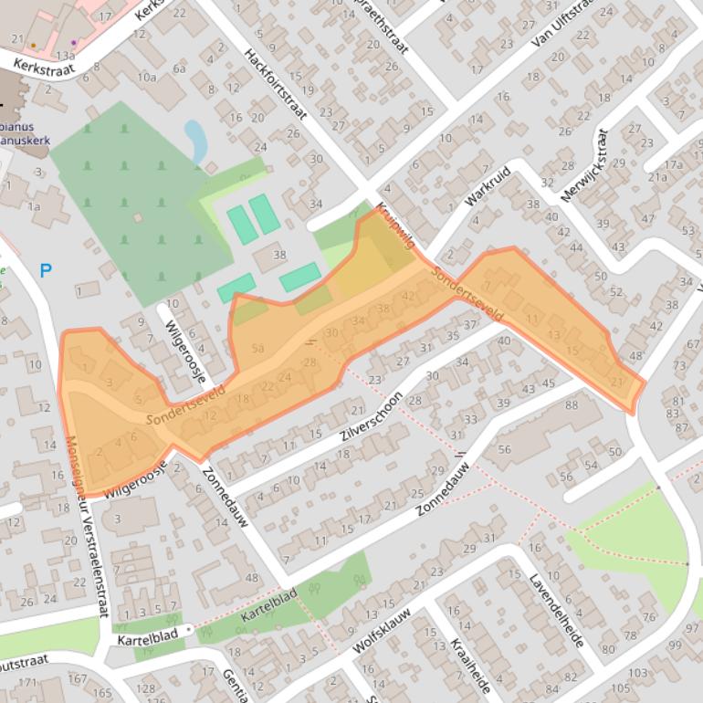 Kaart van postcodegebied 5975TP.