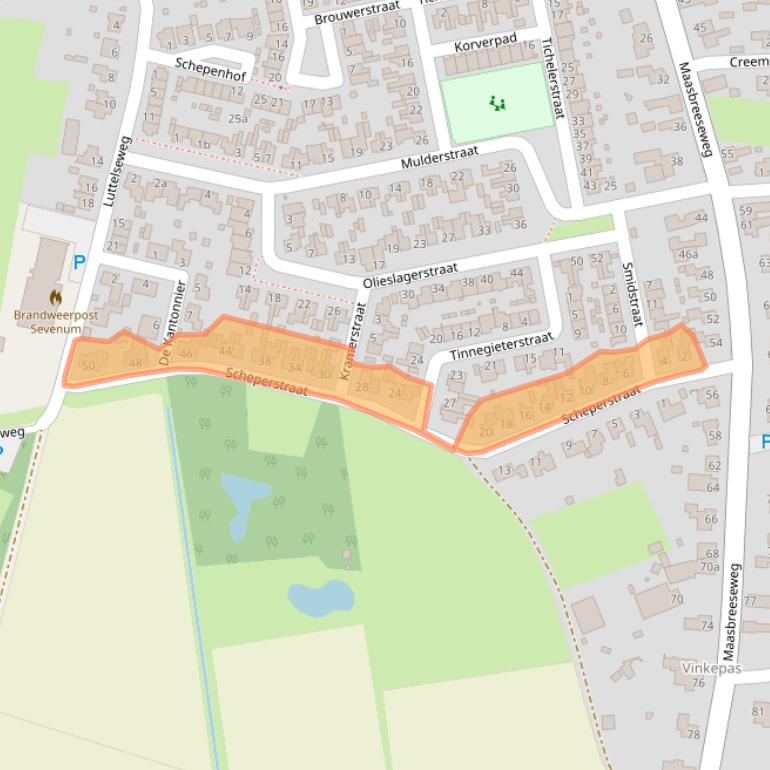 Kaart van postcodegebied 5975VV.