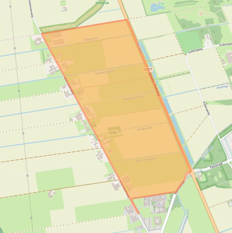 Kaart van postcodegebied 5977NL.