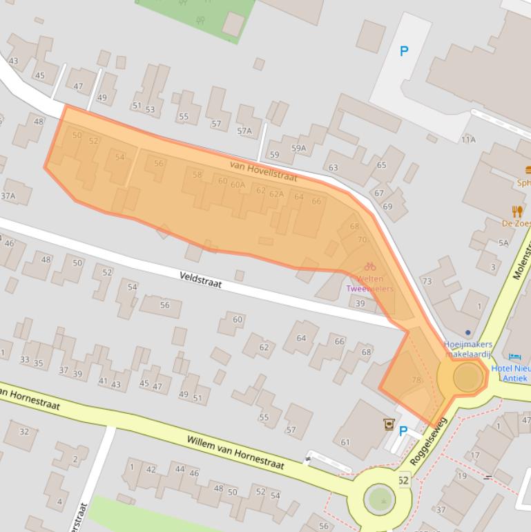 Kaart van postcodegebied 5988AJ.