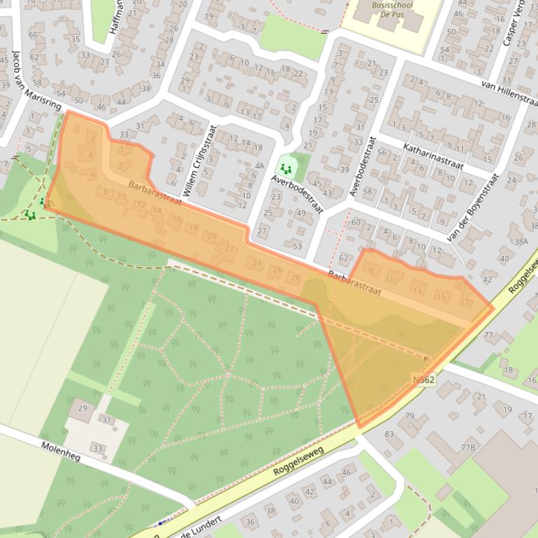 Kaart van postcodegebied 5988BC.