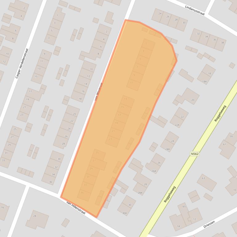 Kaart van postcodegebied 5988BL.