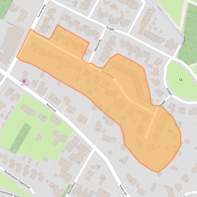 Kaart van postcodegebied 5988MC.