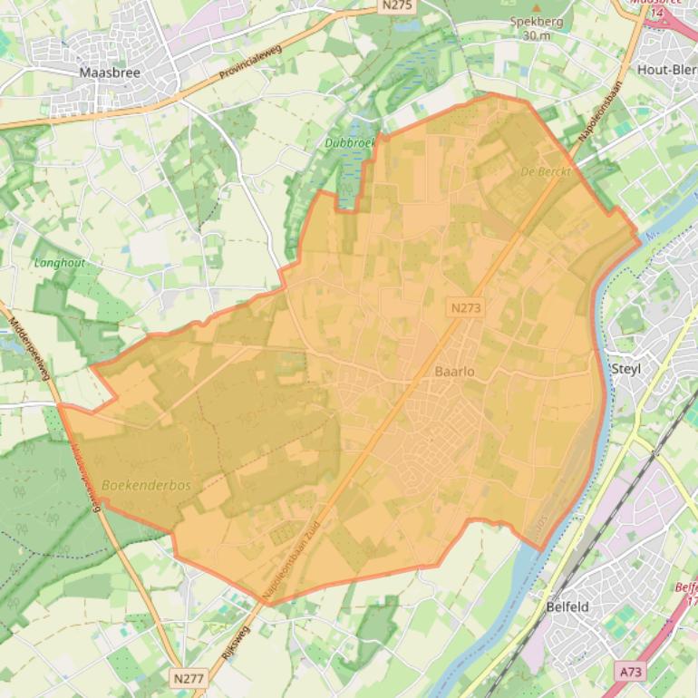 Kaart van postcodegebied 5991.