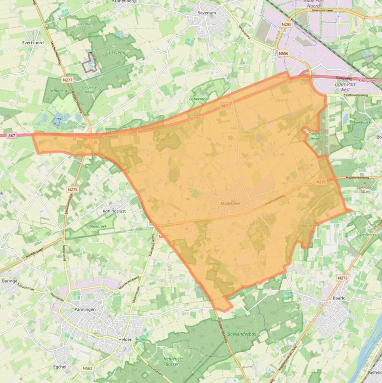 Kaart van postcodegebied 5993.