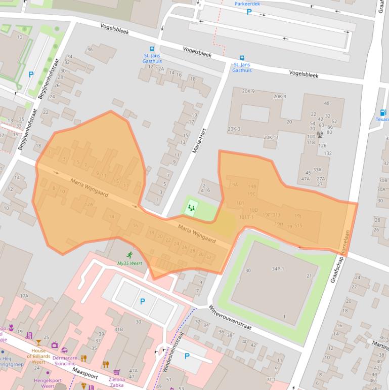 Kaart van postcodegebied 6001BK.