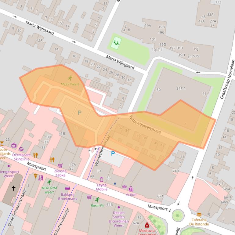 Kaart van postcodegebied 6001BM.