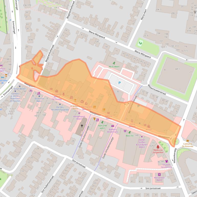 Kaart van postcodegebied 6001BN.