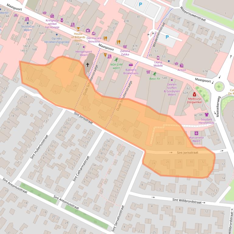 Kaart van postcodegebied 6001BT.