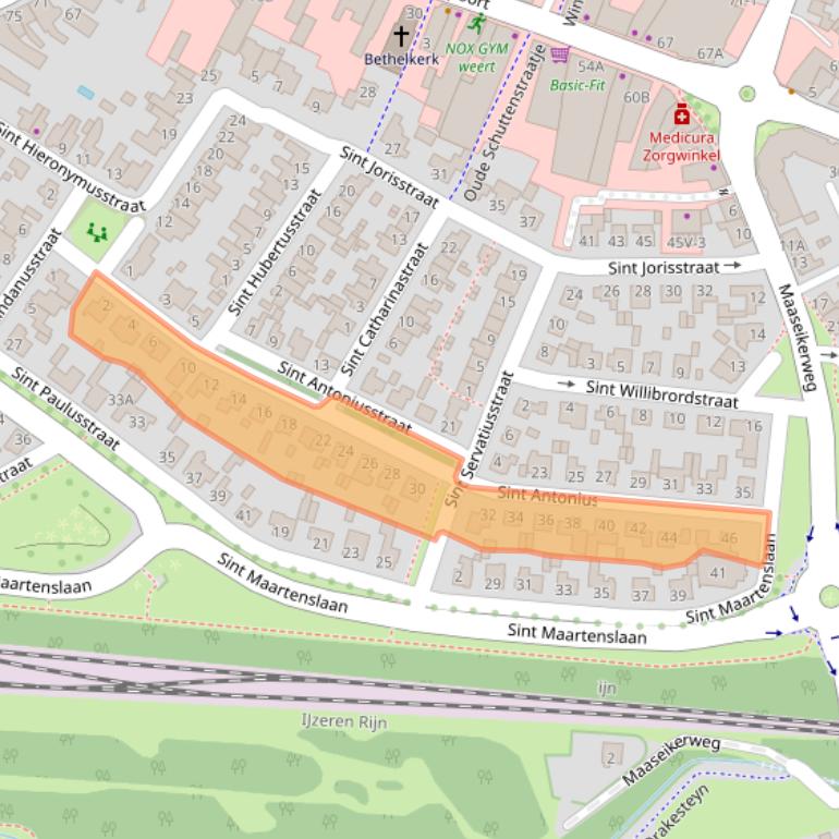 Kaart van postcodegebied 6001BZ.