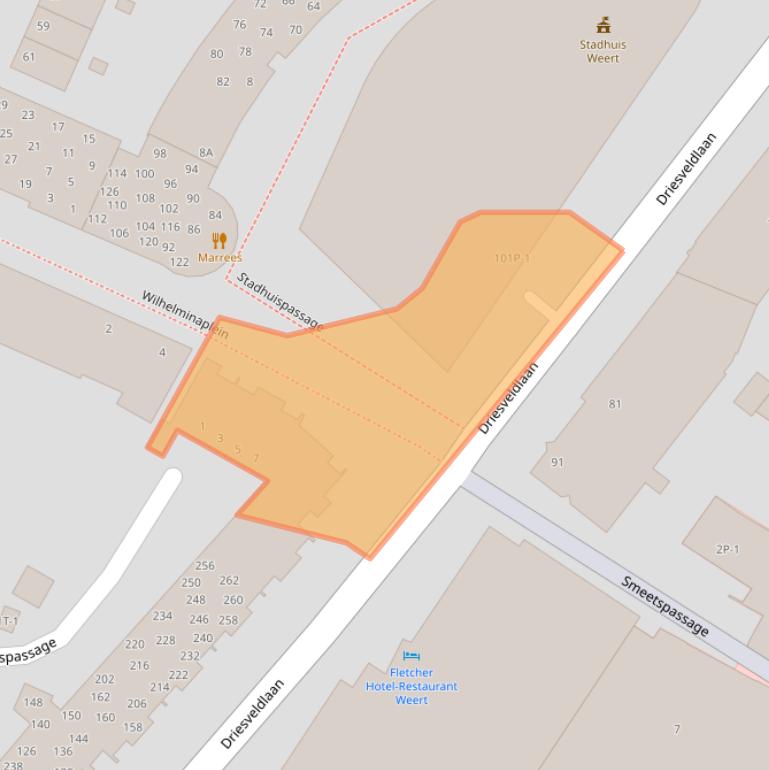 Kaart van postcodegebied 6001KL.