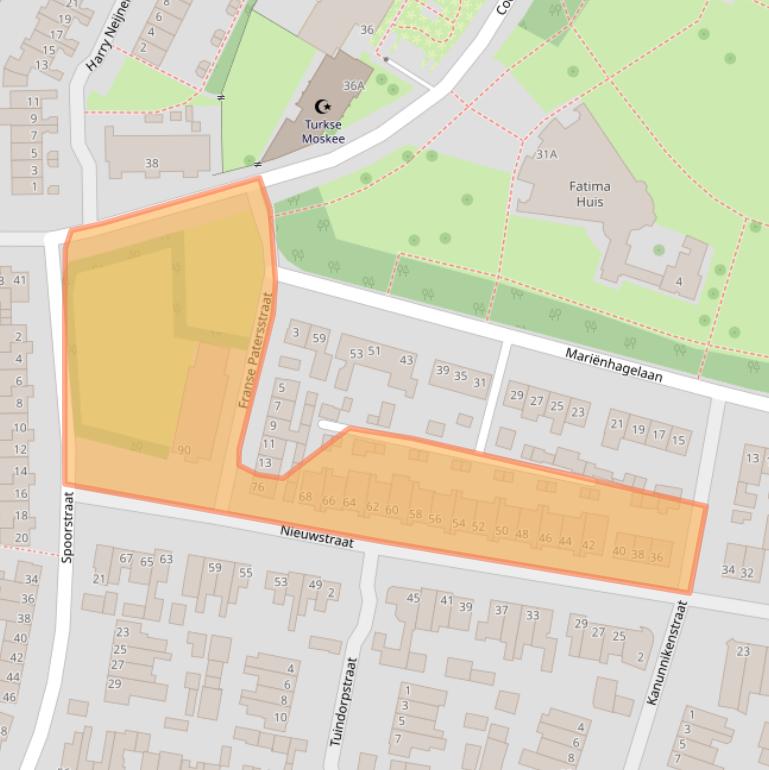 Kaart van postcodegebied 6001TZ.