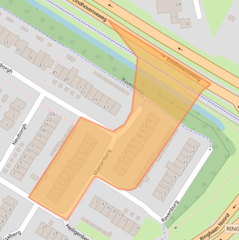 Kaart van postcodegebied 6002XX.