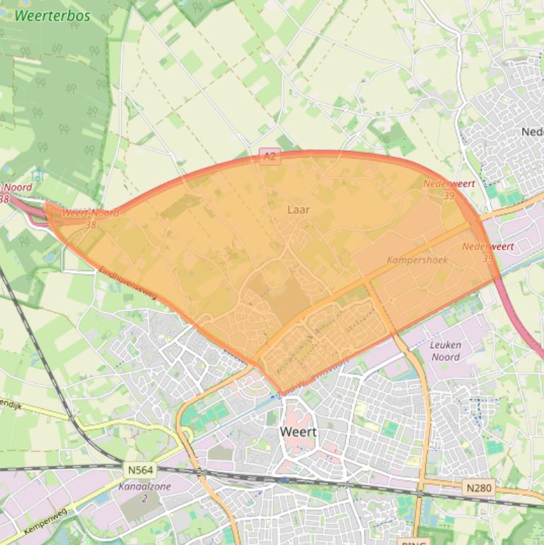 Kaart van postcodegebied 6003.