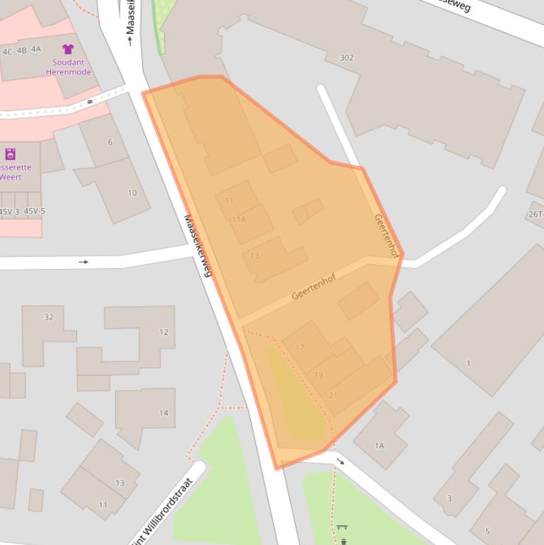 Kaart van postcodegebied 6004AA.