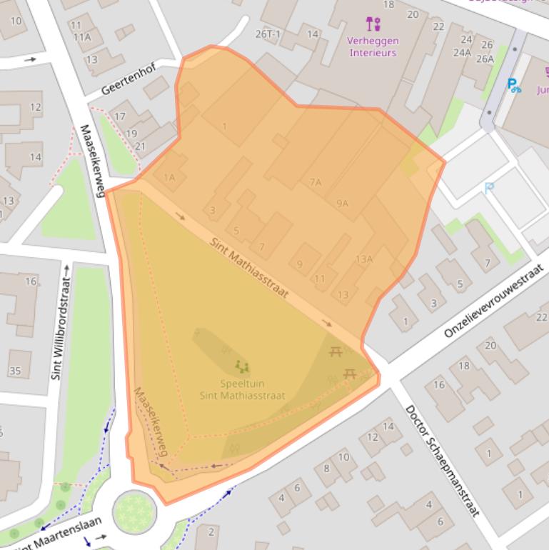 Kaart van postcodegebied 6004AB.