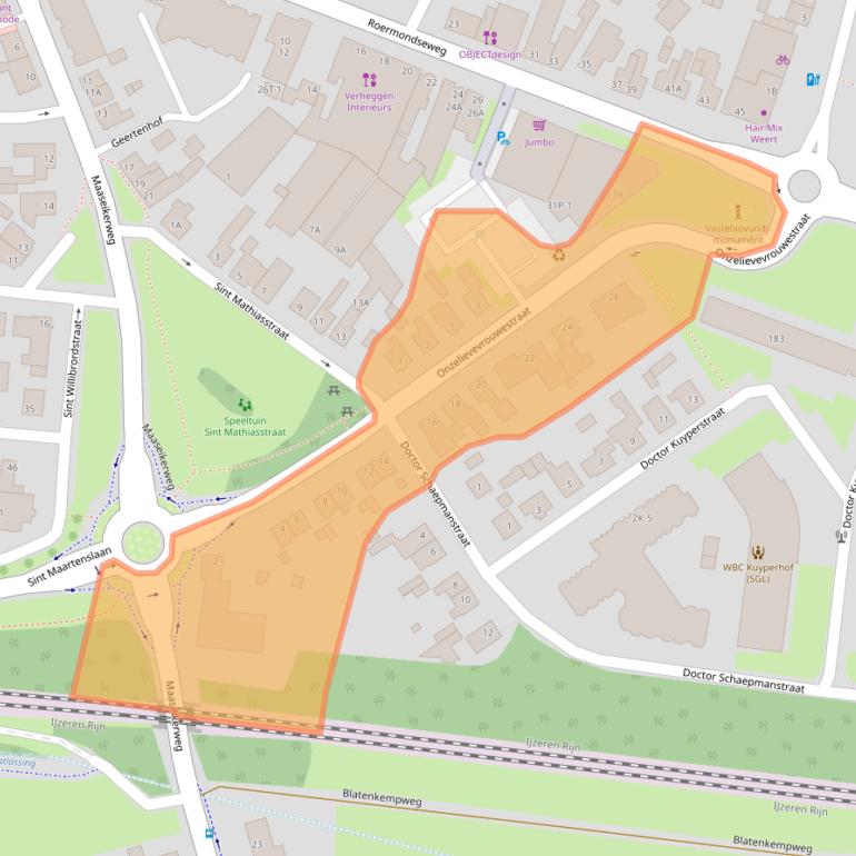 Kaart van postcodegebied 6004AC.