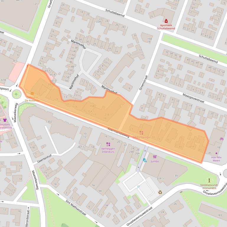 Kaart van postcodegebied 6004AN.