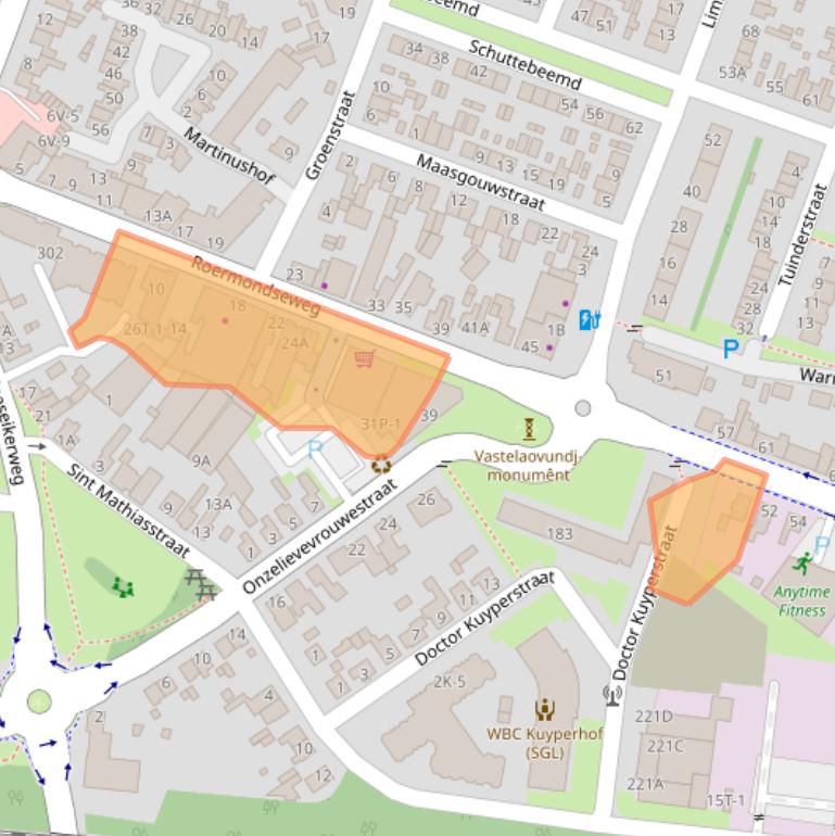 Kaart van postcodegebied 6004AS.