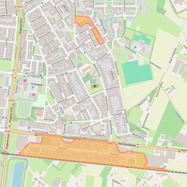 Kaart van postcodegebied 6004AX.
