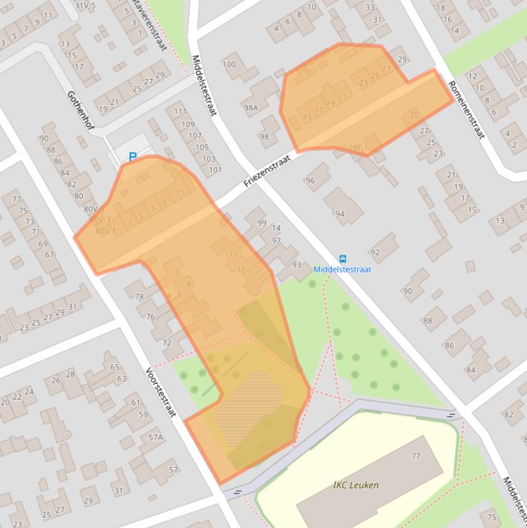 Kaart van postcodegebied 6004BD.
