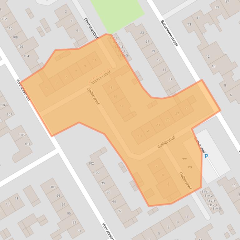 Kaart van postcodegebied 6004BV.