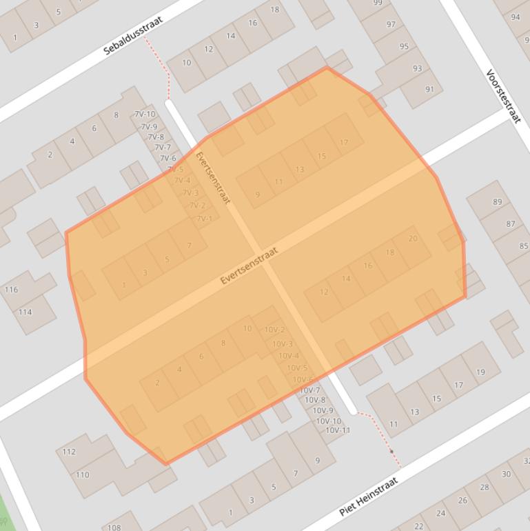 Kaart van postcodegebied 6004CJ.