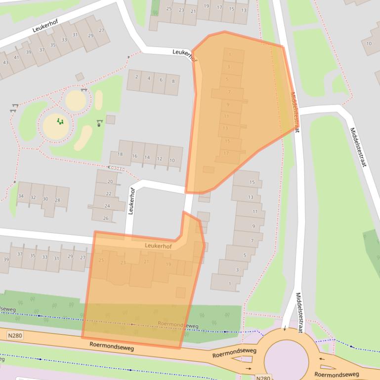 Kaart van postcodegebied 6004DD.