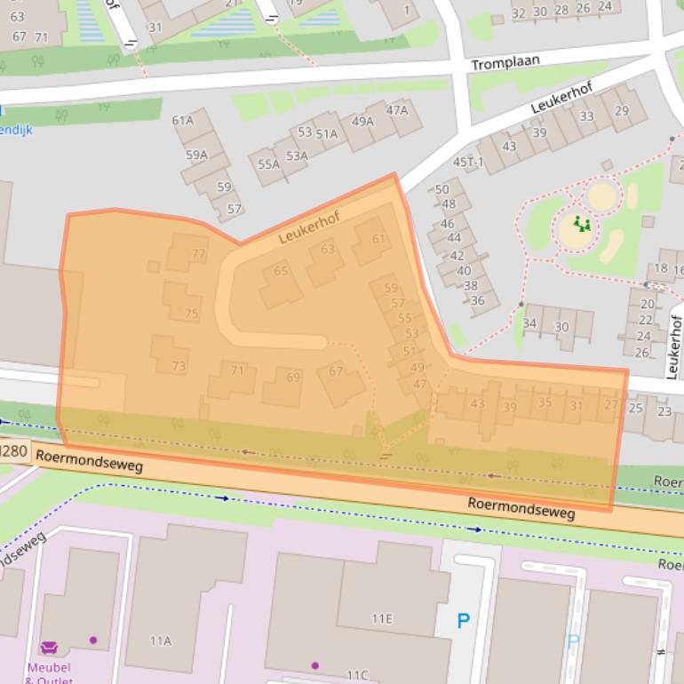 Kaart van postcodegebied 6004DE.