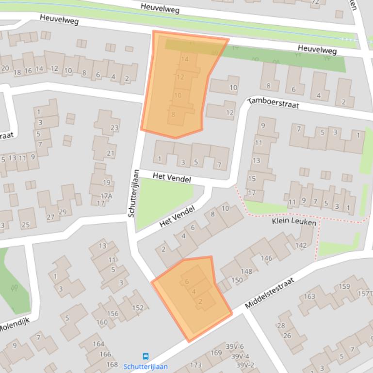 Kaart van postcodegebied 6004DL.