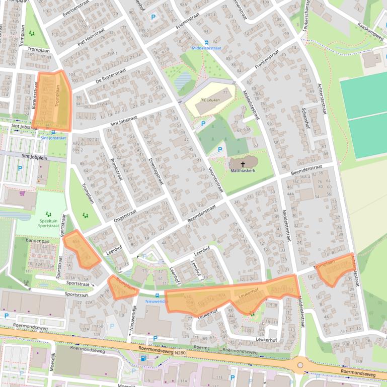 Kaart van postcodegebied 6004EL.