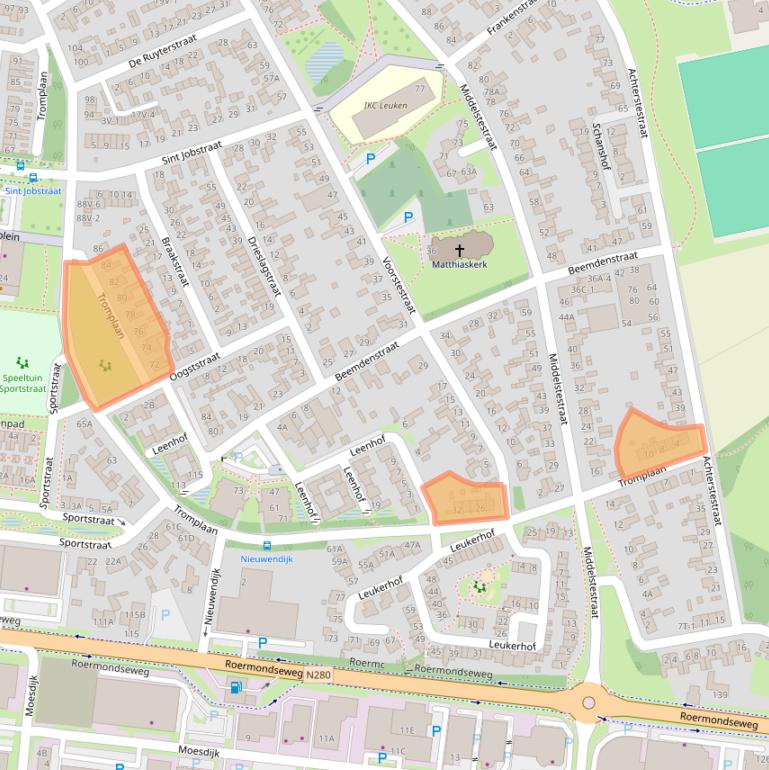 Kaart van postcodegebied 6004EP.