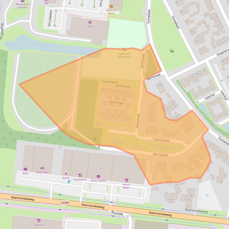 Kaart van postcodegebied 6004EX.