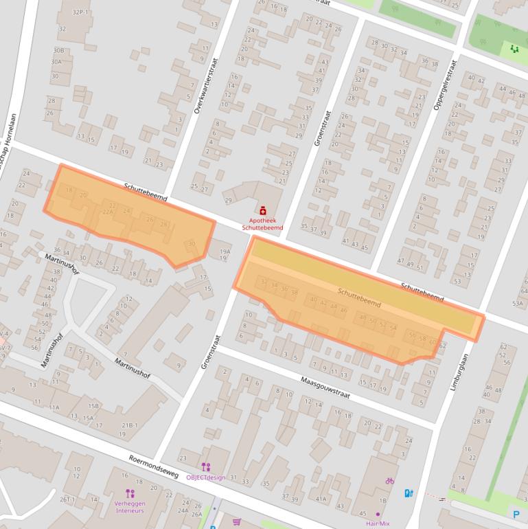 Kaart van postcodegebied 6004GT.