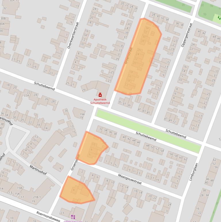 Kaart van postcodegebied 6004GX.