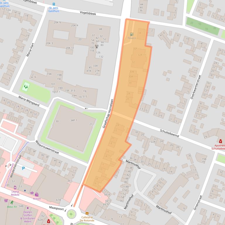 Kaart van postcodegebied 6004HP.