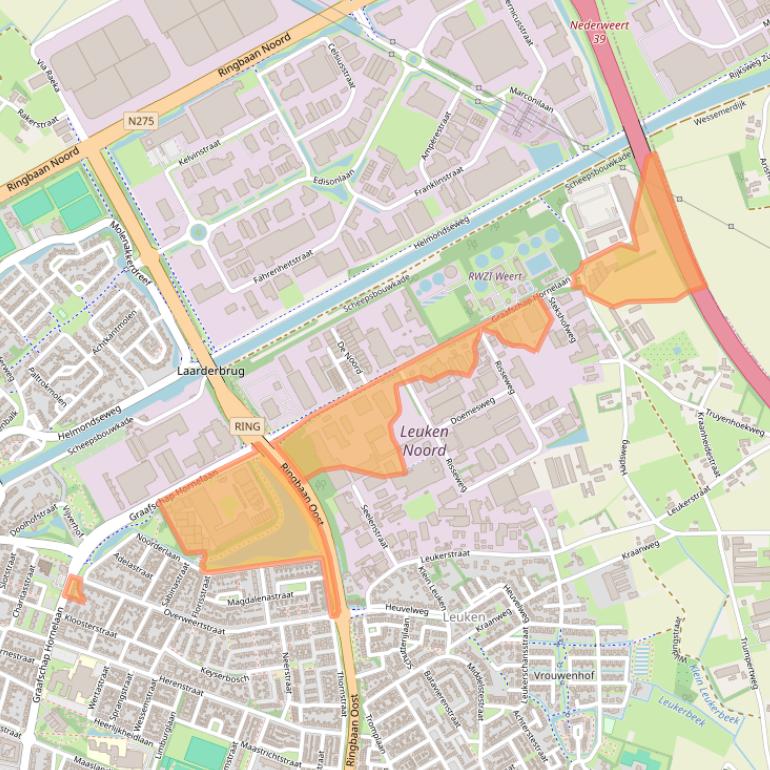 Kaart van postcodegebied 6004HT.