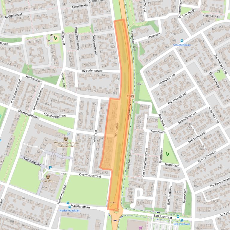 Kaart van postcodegebied 6004JR.
